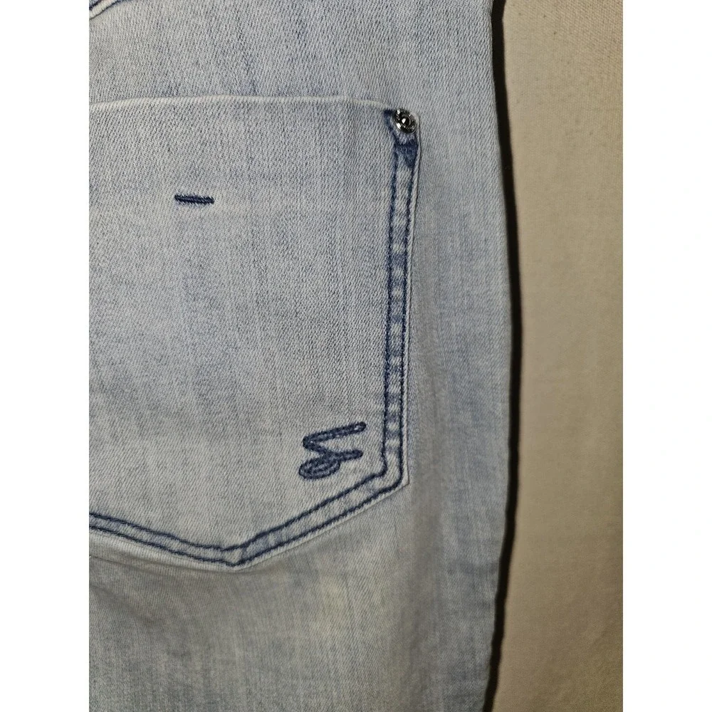 Seven7 Jeans Womens 8 Light Blue Wash Distressed Stretch Denim‎ Bootcut Bohemian